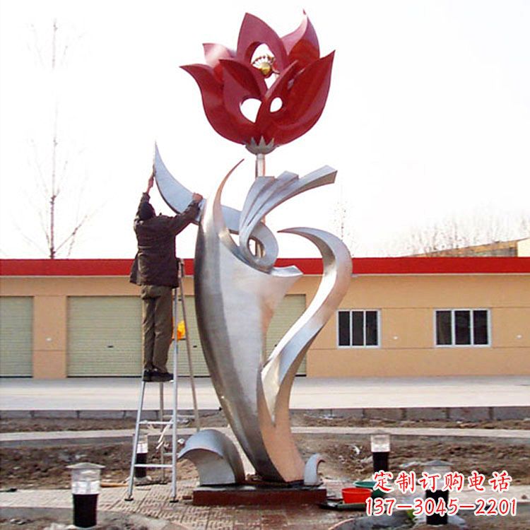 泰州高端定制玫瑰花不锈钢大型雕塑