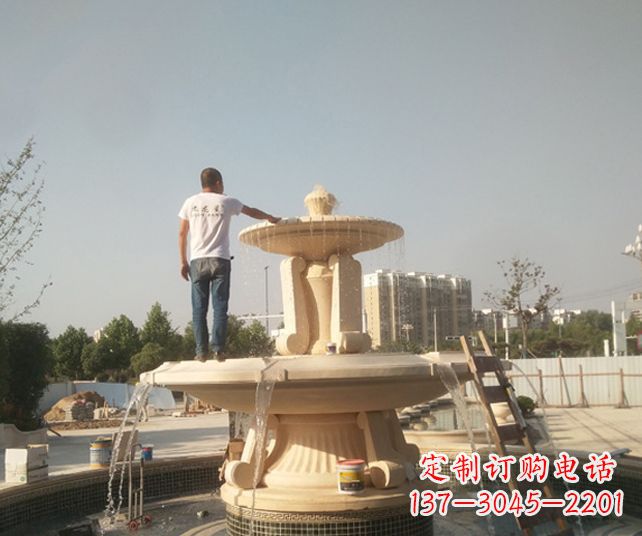 泰州户外多层喷泉石雕_1