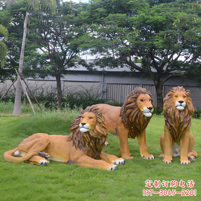 泰州把公园里的斗勇气释放出来--领雕金刚户外仿真狮子雕塑