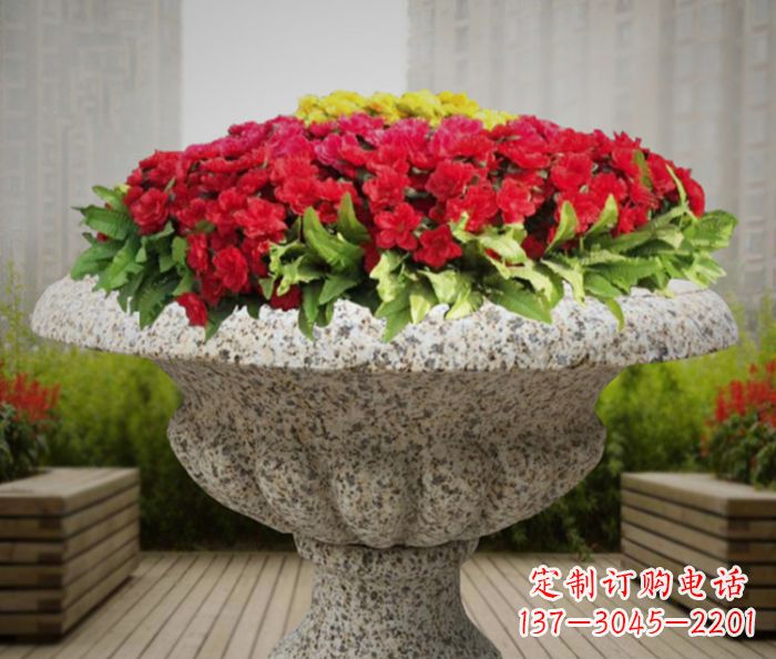 泰州中领雕塑精美花岗岩花盆小区石雕