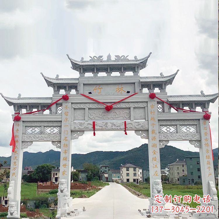 泰州花岗岩三门石牌坊