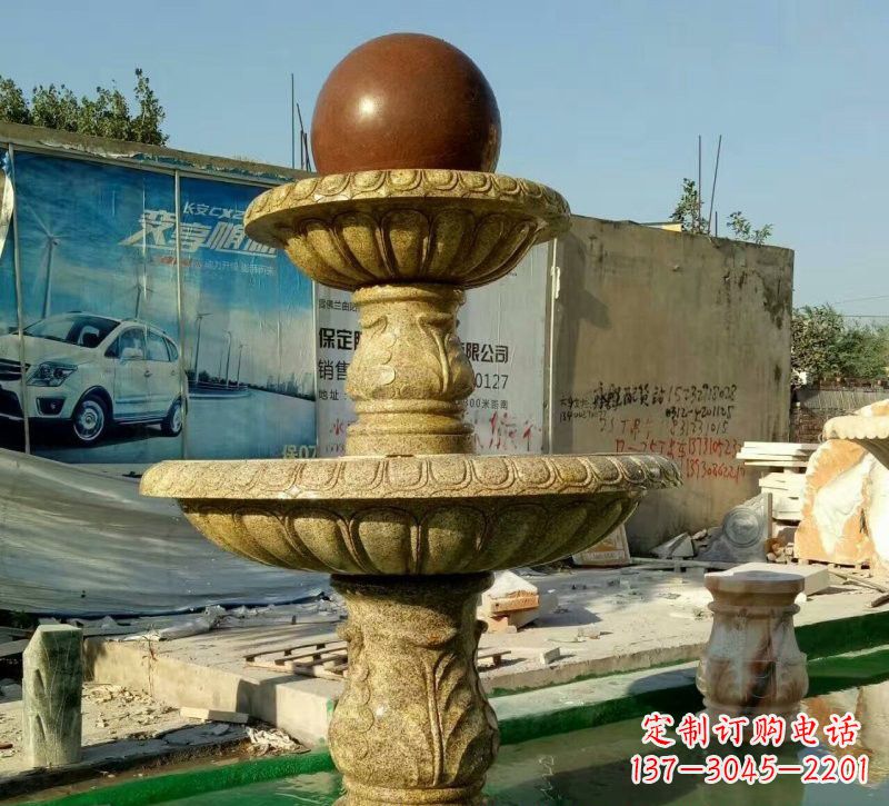 泰州精美花岗岩双层风水球雕塑