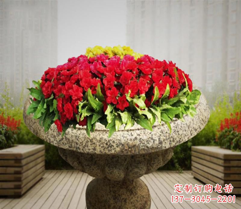 泰州花岗岩小区景观花盆雕塑：精美艺术设计