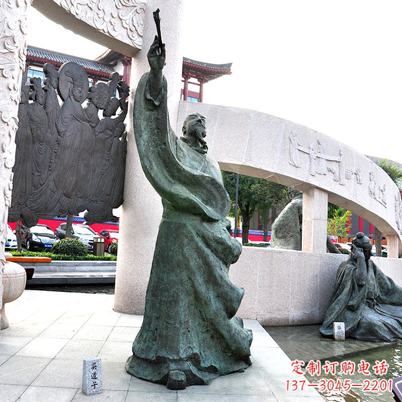 泰州画史画圣吴道子仿古铜雕像
