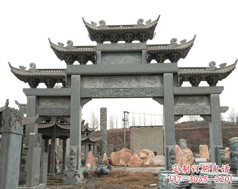泰州黄冈石雕牌坊--专业定制牌坊雕塑