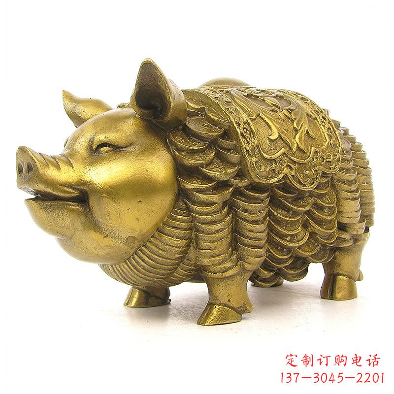 泰州黄铜金猪招财雕塑摆件-企业商场风水招财动物美陈