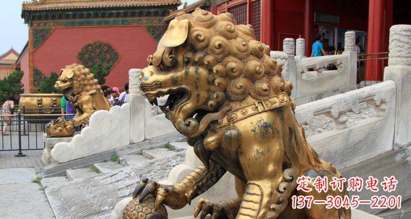 泰州黄铜狮子故宫狮雕塑,高端定制艺术品