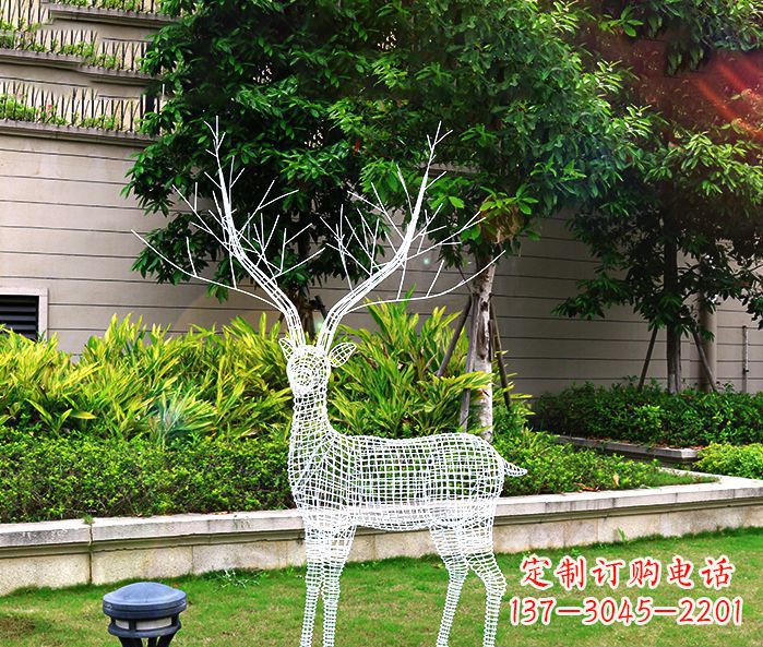 泰州回头麋鹿不锈钢雕塑