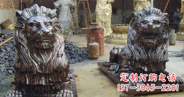 泰州汇丰铜狮子雕塑,令人叹为观止
