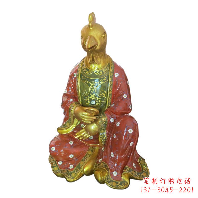 泰州鸡-玻璃钢彩绘生肖雕塑