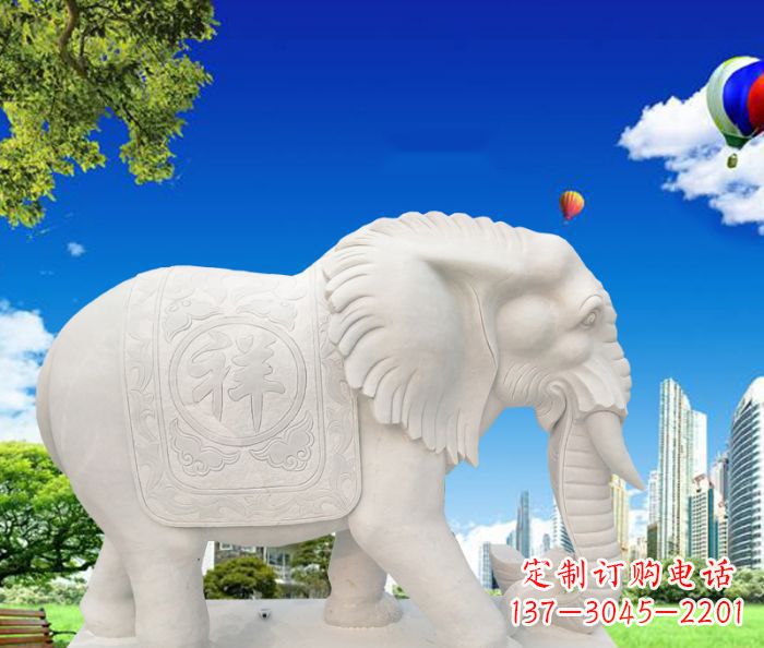 泰州唯美大象石雕,祥和吉祥如意