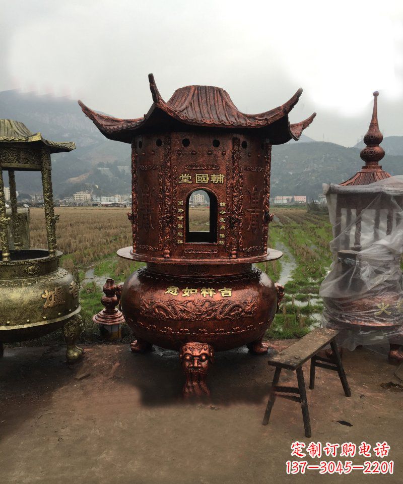 泰州锻铜吉祥如意香炉雕塑