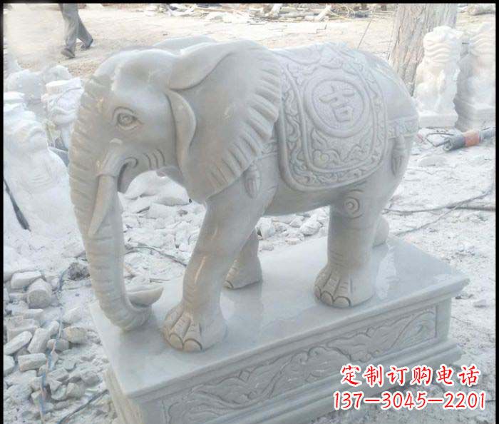 泰州高端大象汉白玉雕塑