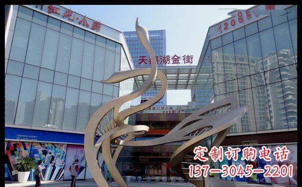 泰州高雅大气的不锈钢抽象天鹅雕塑