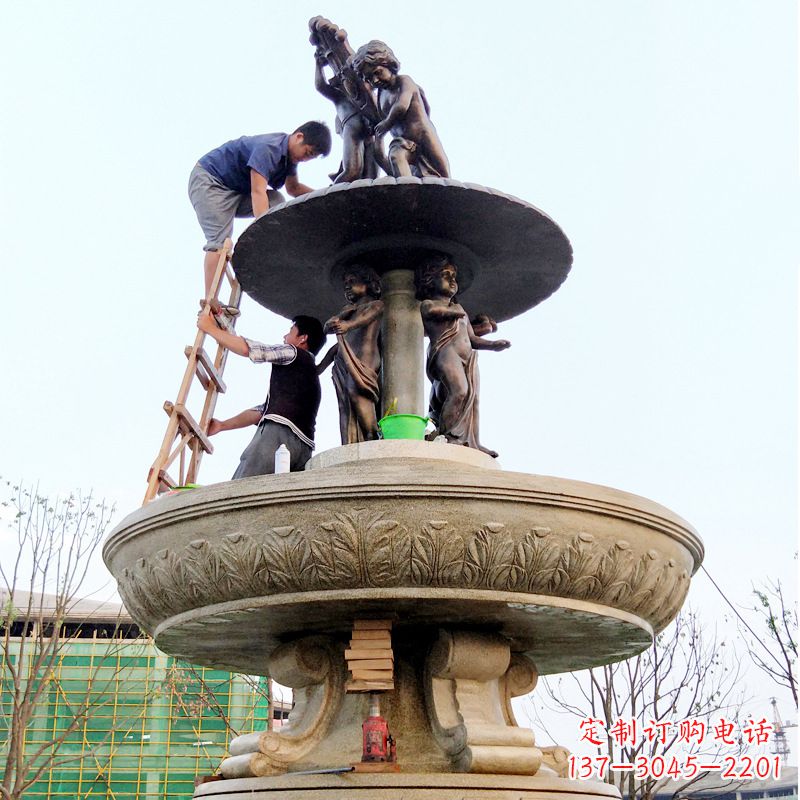 泰州精美金蝉石喷泉雕塑