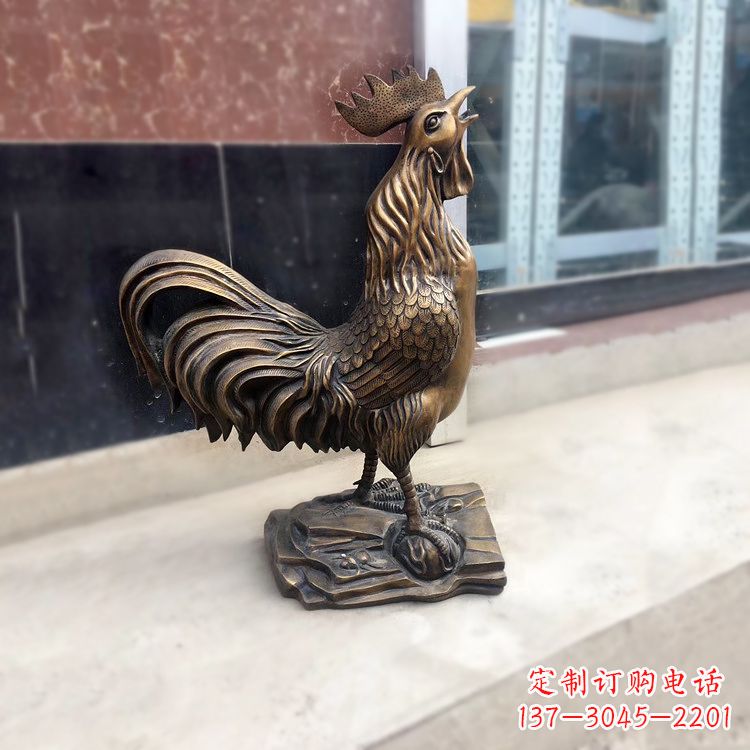 泰州金鸡报晓生肖动物纯铸铜雕塑