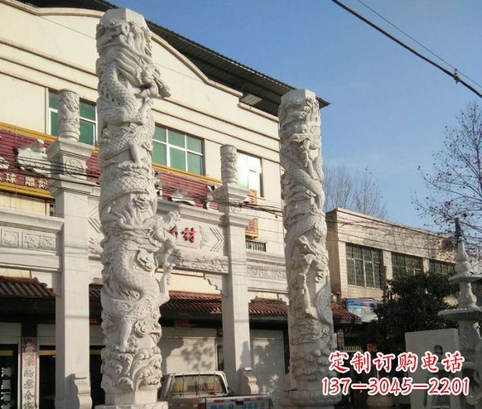 泰州景区大理石龙柱石雕 (2)