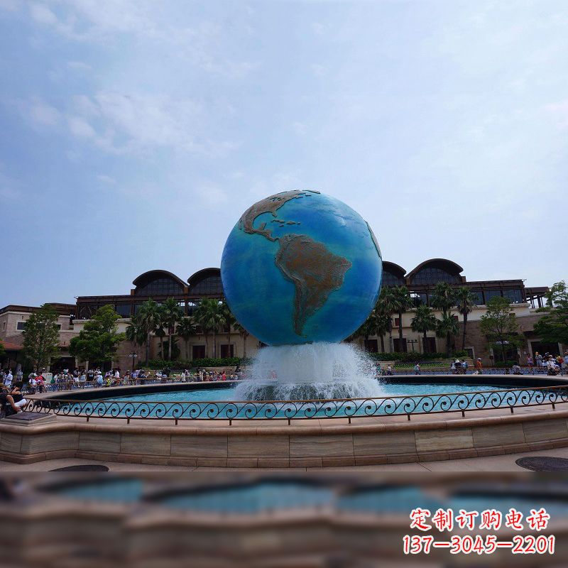泰州视觉奇景,不锈钢水景喷泉地球仪雕塑