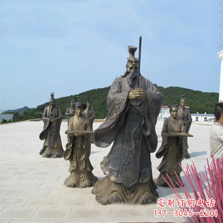 泰州景区广场秦始皇祭祀铜雕情景小品雕塑