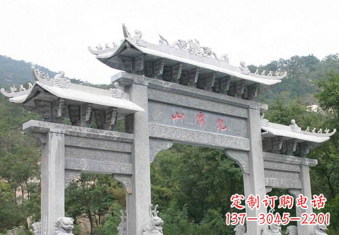 泰州景区三门仿古牌坊石雕