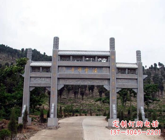 泰州景区三门牌坊石雕 (17)
