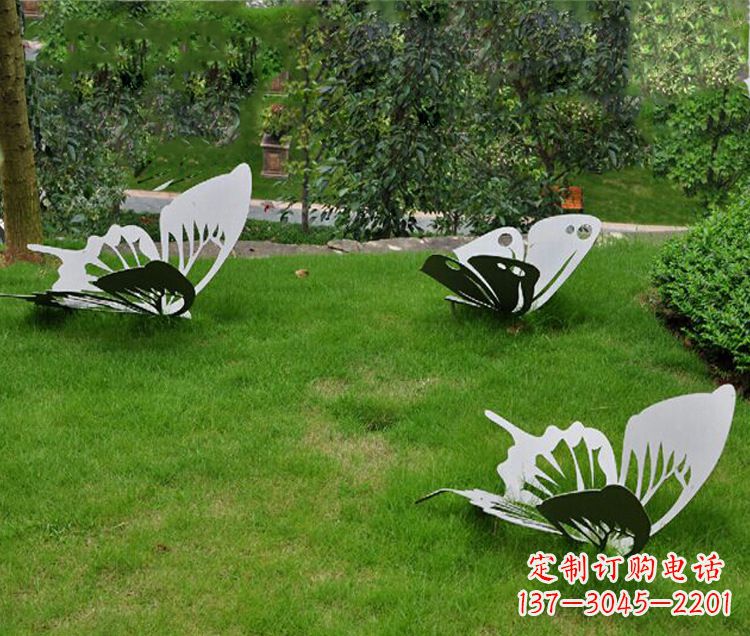 泰州镜面不锈钢蝴蝶公园草坪动物雕塑摆件