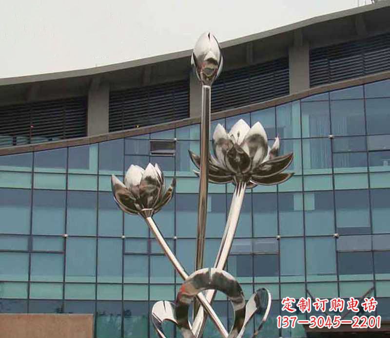 泰州优质镜面不锈钢荷花塑像