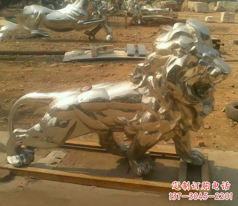 泰州一缕金光,精致的镜面不锈钢狮子雕塑