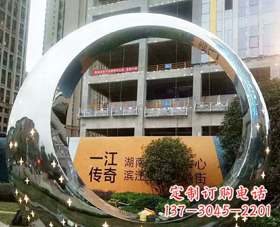泰州让您的空间脱颖而出!时尚镜面不锈钢圆环景观雕塑