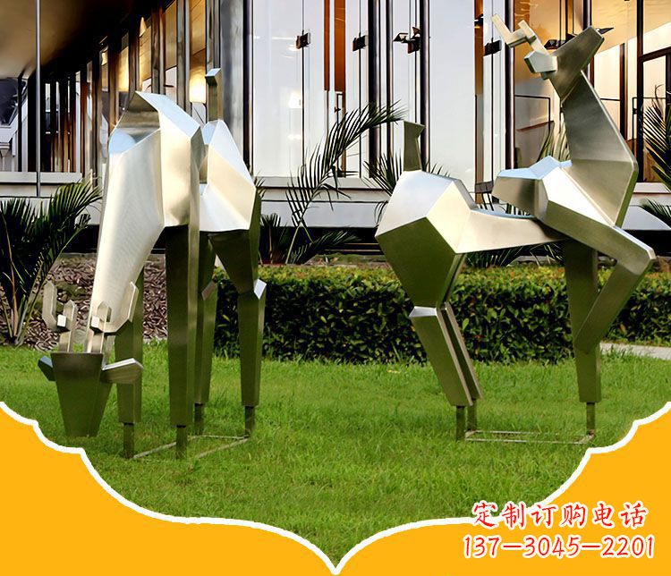 泰州镜面福鹿不锈钢雕塑