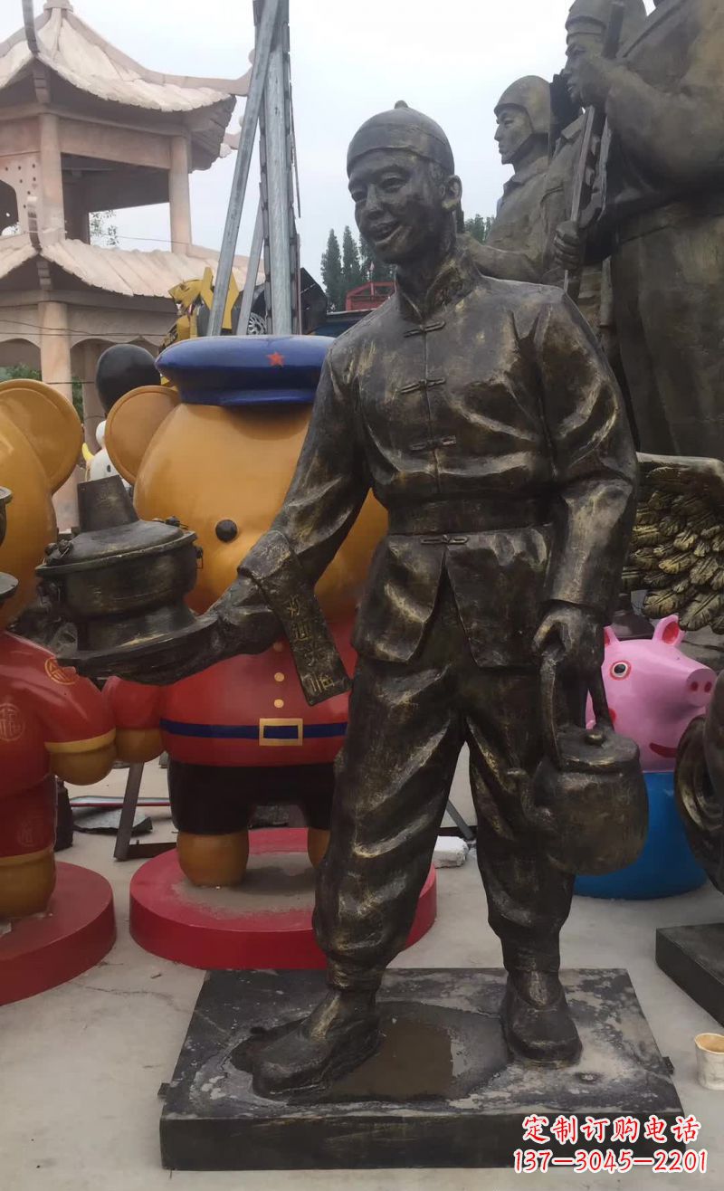 泰州专业定制酒店店小二铜雕
