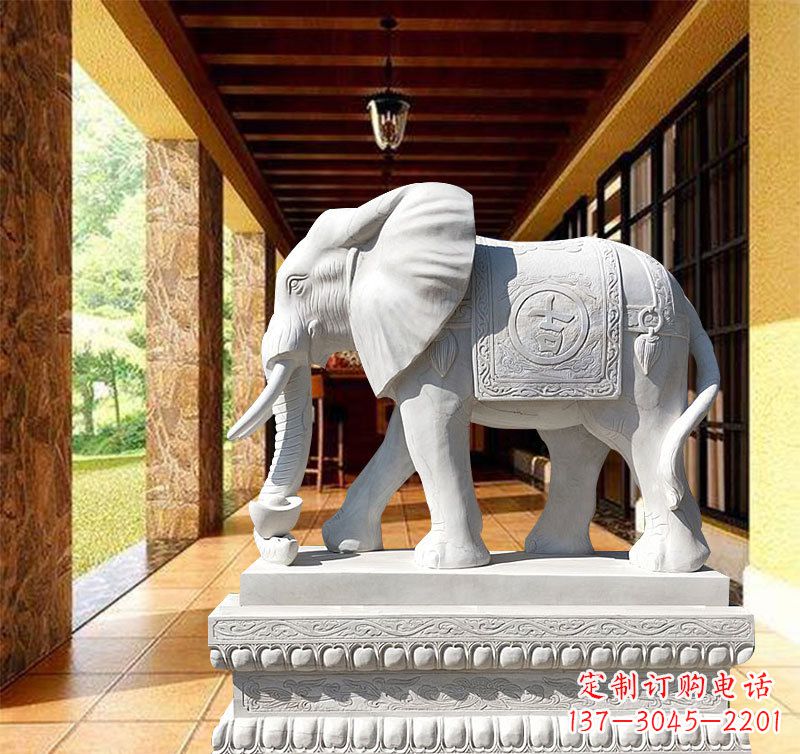 泰州刻绘大象石雕