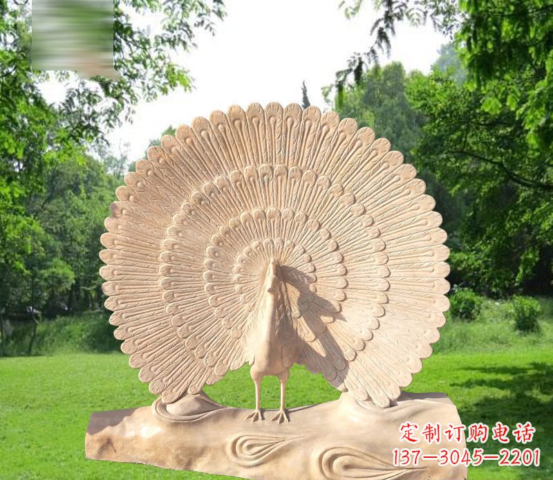 泰州欣赏孔雀美感的石雕公园雕塑