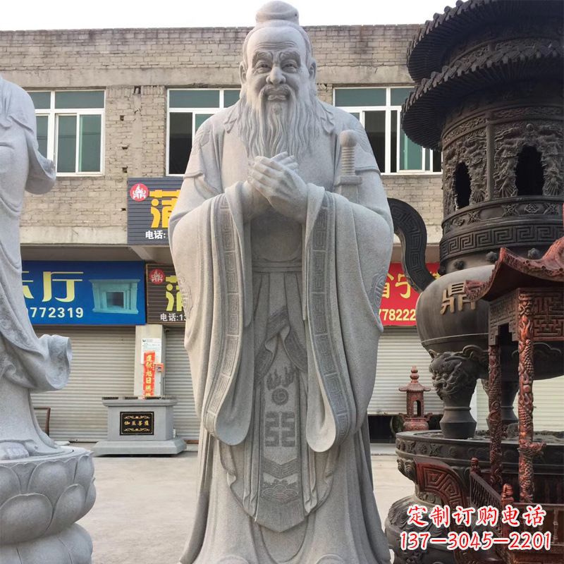 泰州传承古典,精美绝伦的孔子石雕头像