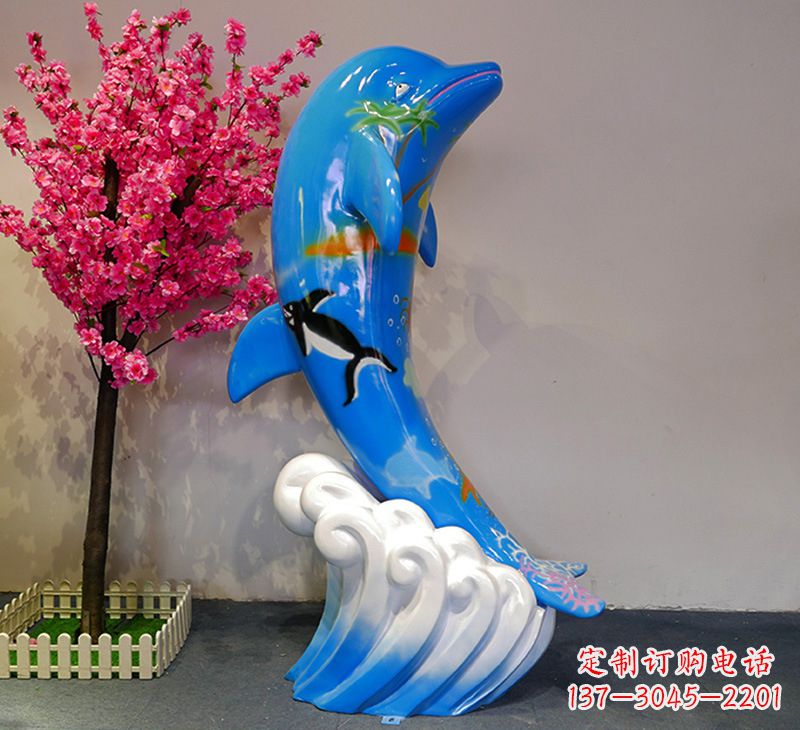 泰州蓝色海豚彩绘雕塑,装点您的园林景观
