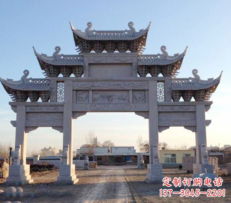 泰州传承创新,老石牌坊雕塑定制