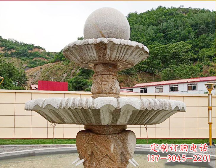 泰州精致莲花石雕喷泉,添点艺术气息