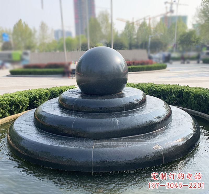 泰州临沂石雕风水球喷泉,雕塑定制专属于您