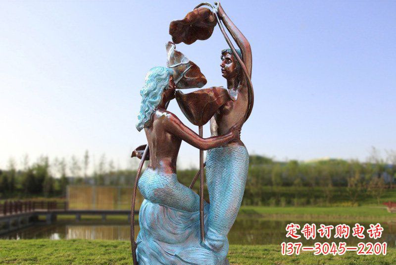 泰州流水摆件美人鱼铜雕