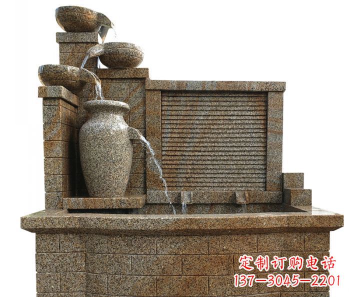 泰州流水罐子水槽庭院流水摆件石雕 (2)