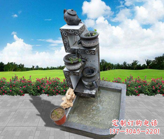 泰州流水罐子水槽庭院流水摆件石雕