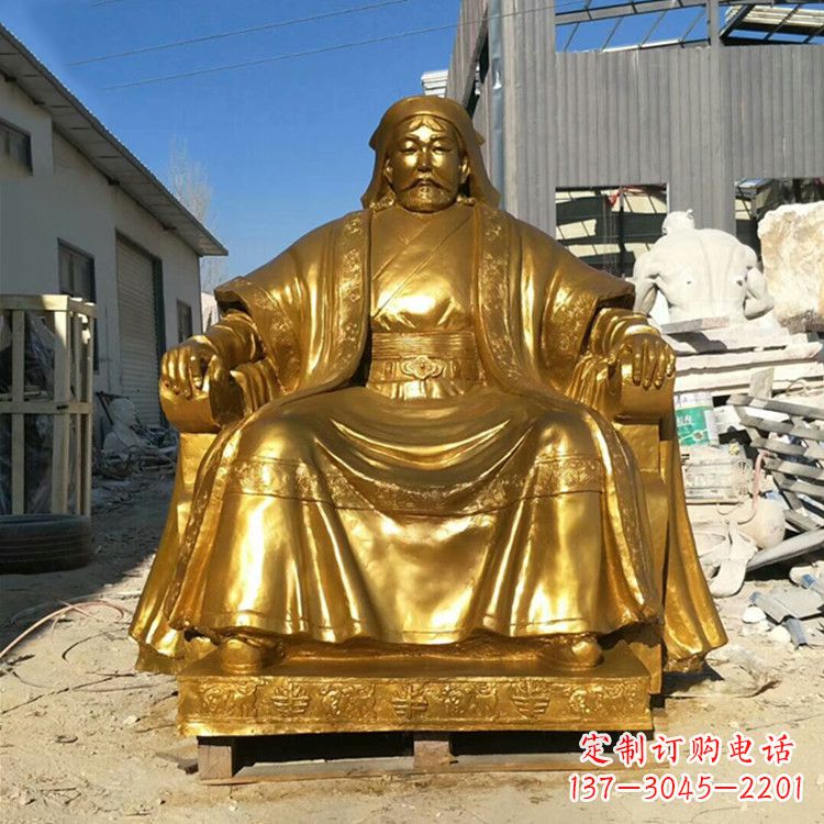 泰州精美鎏金成吉思汗雕像,铸就历史精神