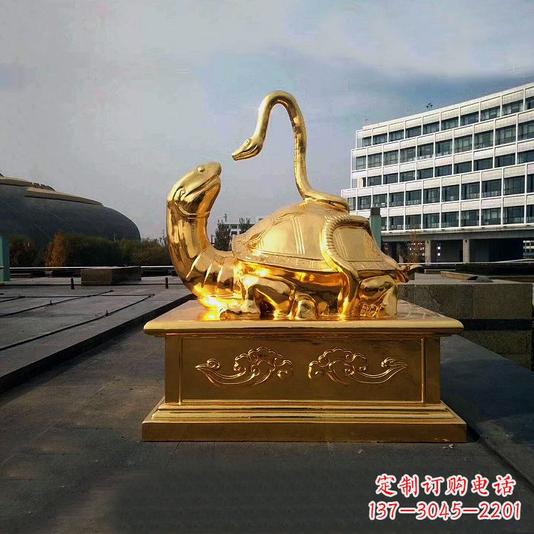 泰州鎏金上古神兽玄武动物铜雕塑