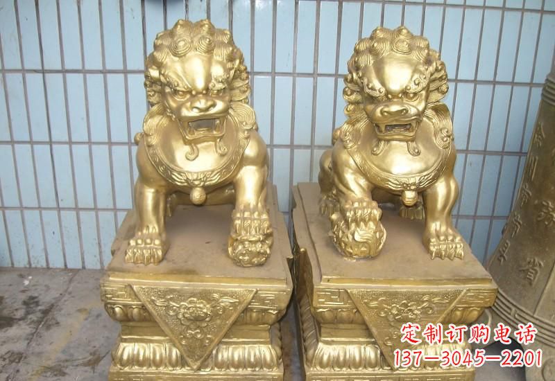 泰州北京狮子雕塑,高雅典雅的手工鎏金铜制品