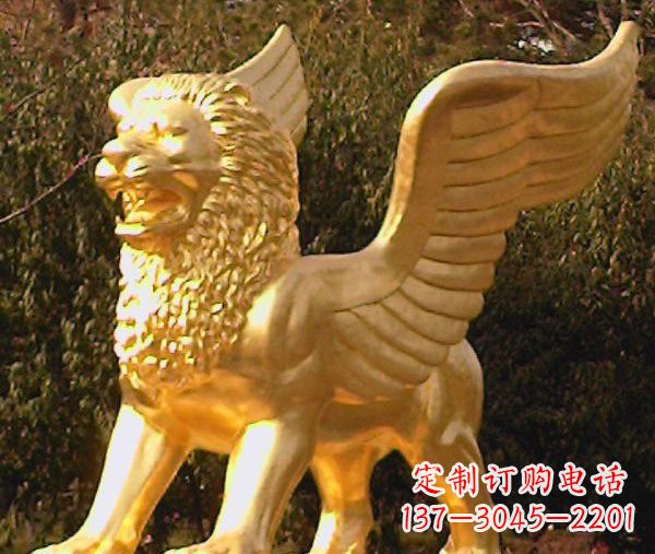 泰州鎏金西洋狮子飞狮铜雕,尊贵非凡