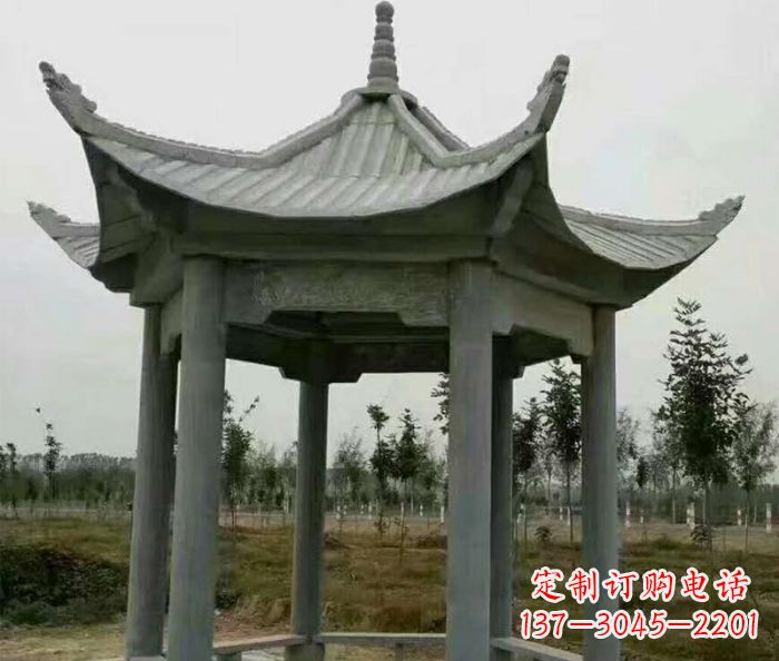 泰州精美六角石凉亭雕塑