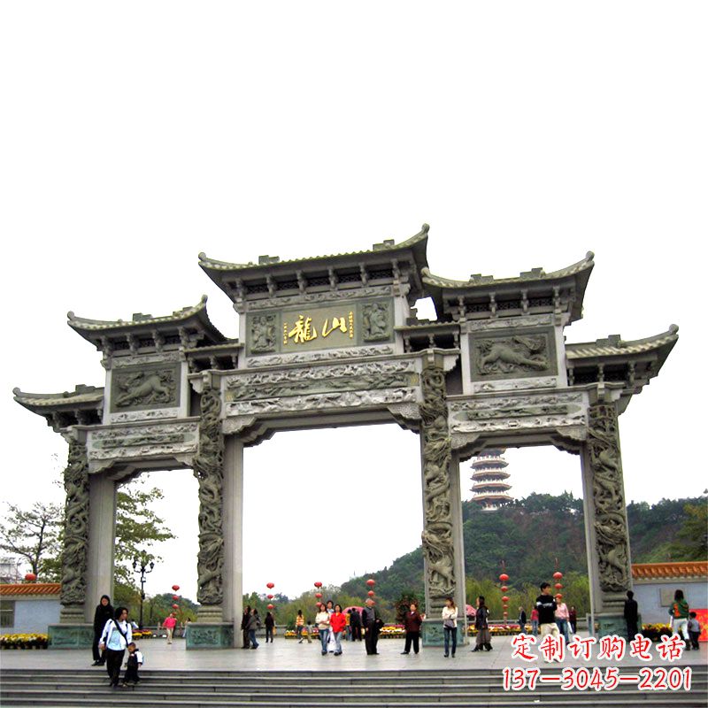 泰州龙山景区大型石头雕塑牌楼,定制之选