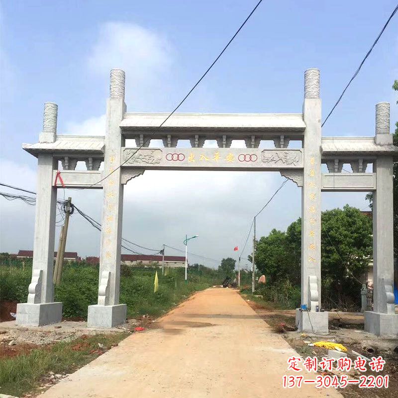 泰州路口三间四柱无楼石牌坊雕塑制作