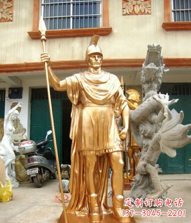 泰州罗马勇士玻璃钢仿铜马雕塑