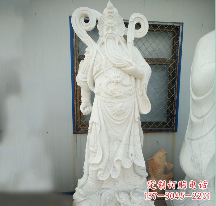 泰州手工汉白玉关公雕塑